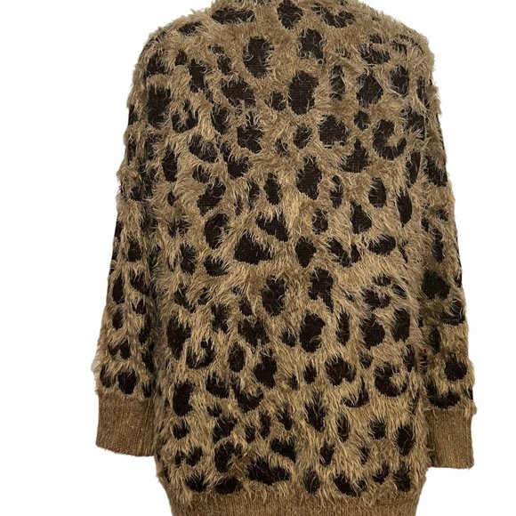 Oliver Eyelash Extra Soft Cardigan, Animal Print, Brown & Tan, Size: Large - Picture 2 of 4